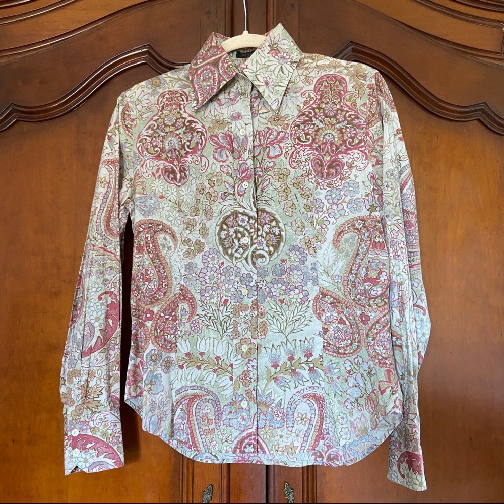Etro Milan Paisley Button-Down Shirt | Size 42 | Large Exaggerated Collar